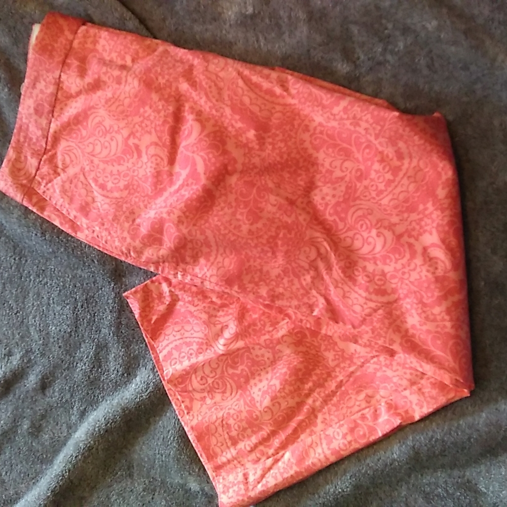 Express Editor coral paisley low rise flares NWOT